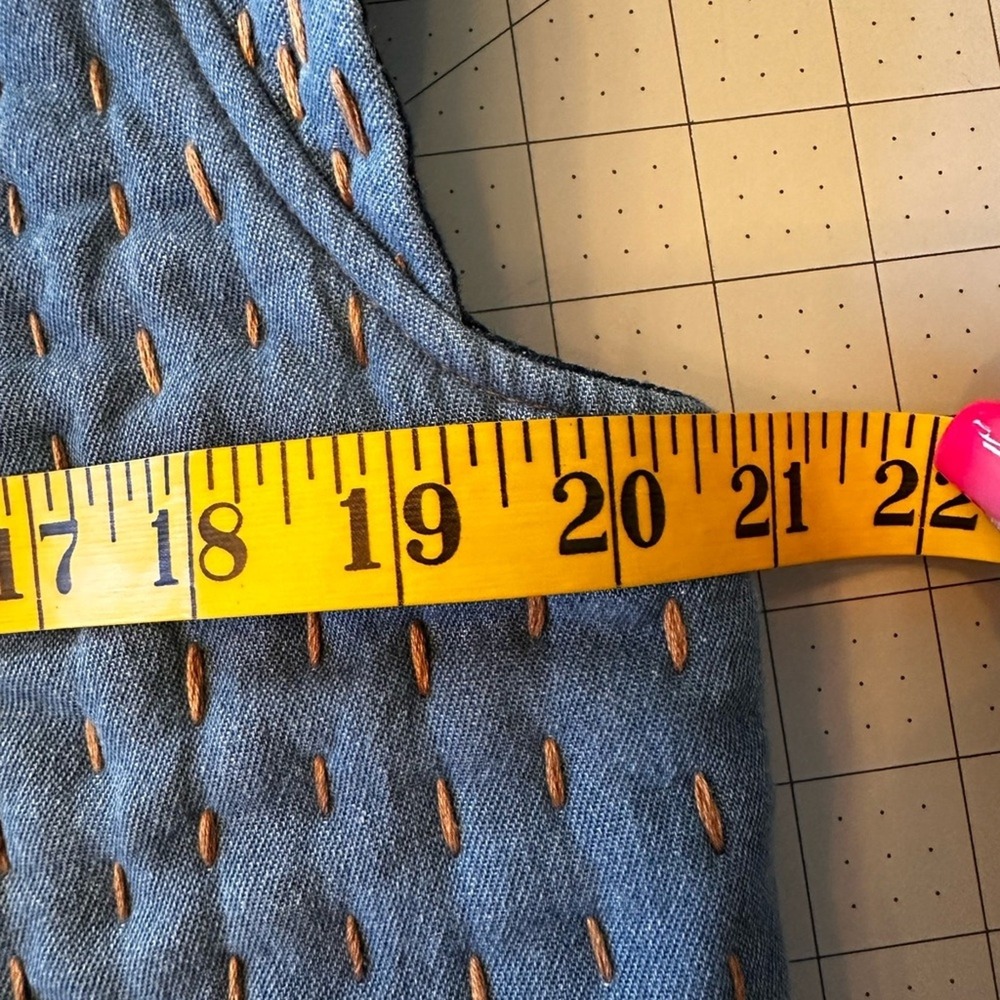 Sessun NWOT SZ Med Chiapello Denium Blue Quilted Vest leather trim‎ reversible - Picture 13 of 14